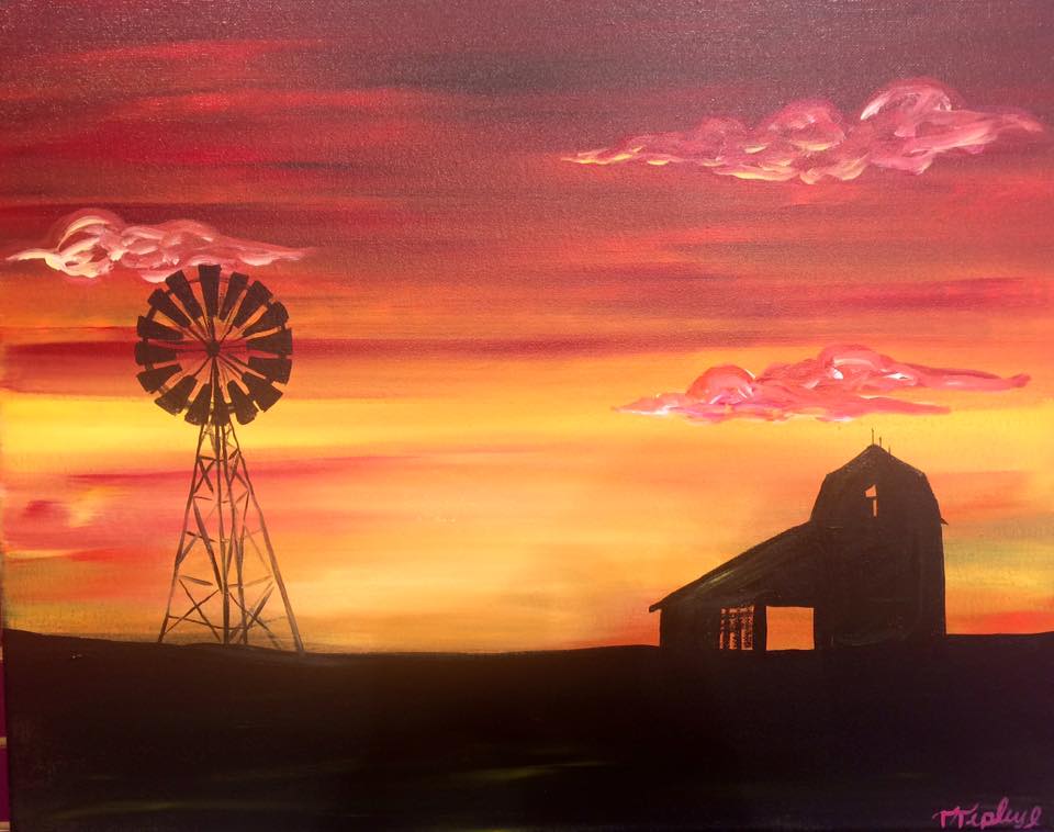 country sunset painting